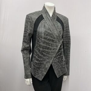 Pure DKNY Crackled Leather Jacket‎ Black Paneled MOTO Size Medium M